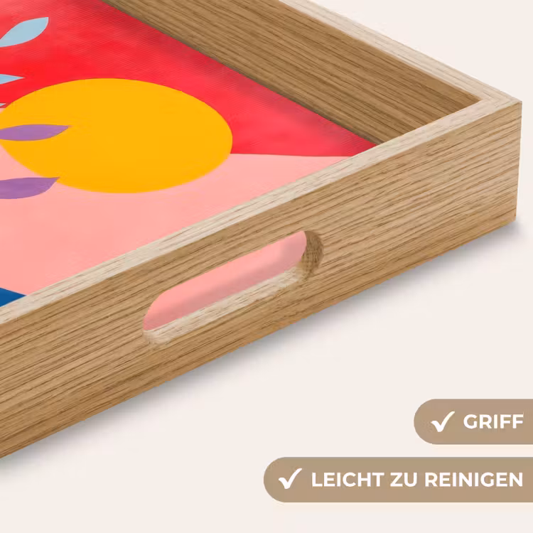 Bladeren - Zon - Abstracte vormen Dienblad Rechthoek middel -USP_HandgreepDE