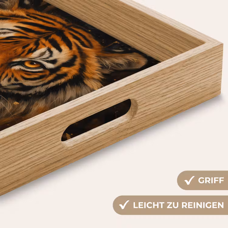 Bladeren - Tijger - Oranje Dienblad Rechthoek middel -USP_HandgreepDE