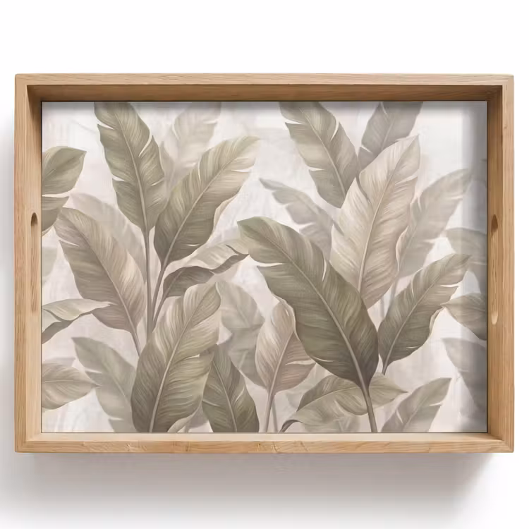 Bladeren - Tropisch - Natuur - Abstract - Beige Dienblad Rechthoek middel -z3d_shopping