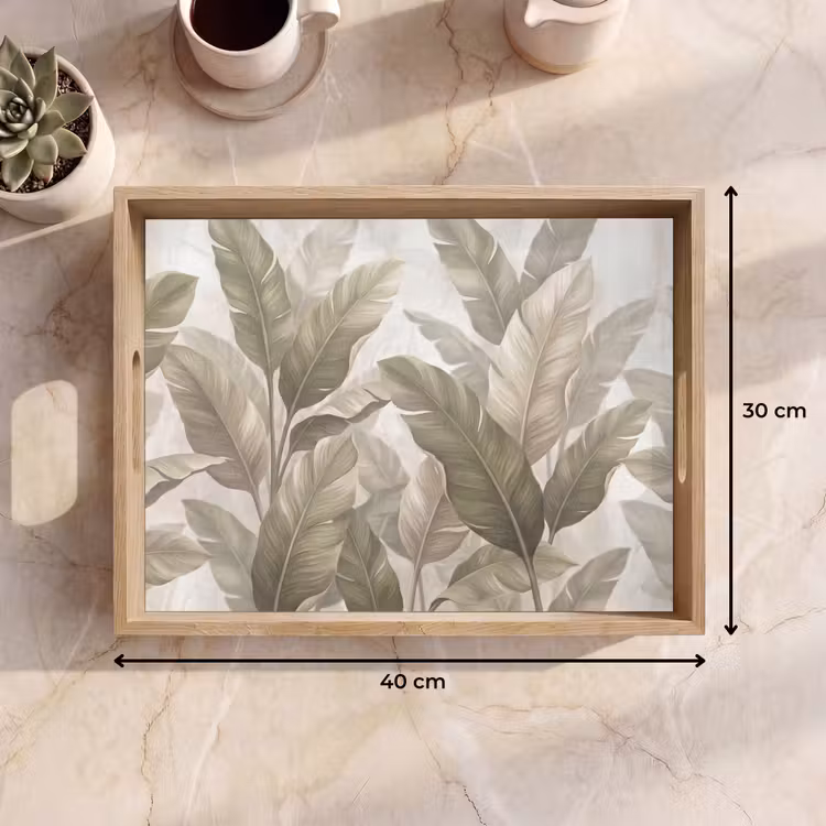 Bladeren - Tropisch - Natuur - Abstract - Beige Dienblad Rechthoek middel -USP_Formaat