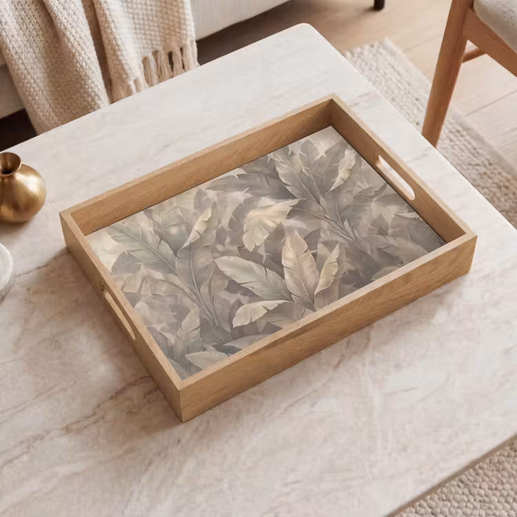 Bladeren - Tropisch - Natuur - Modern - Beige Dienblad Rechthoek middel -sfeer1