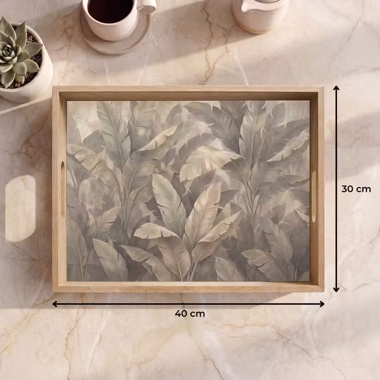 Bladeren - Tropisch - Natuur - Modern - Beige Dienblad Rechthoek middel -USP_Formaat