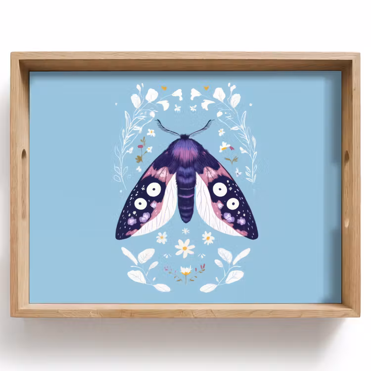 Bladeren - Wit - Vlinder - Insect Dienblad Rechthoek middel -z3d_shopping