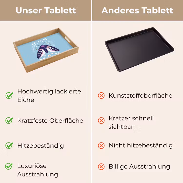 Bladeren - Wit - Vlinder - Insect Dienblad Rechthoek middel -USP_VergelijkingDE