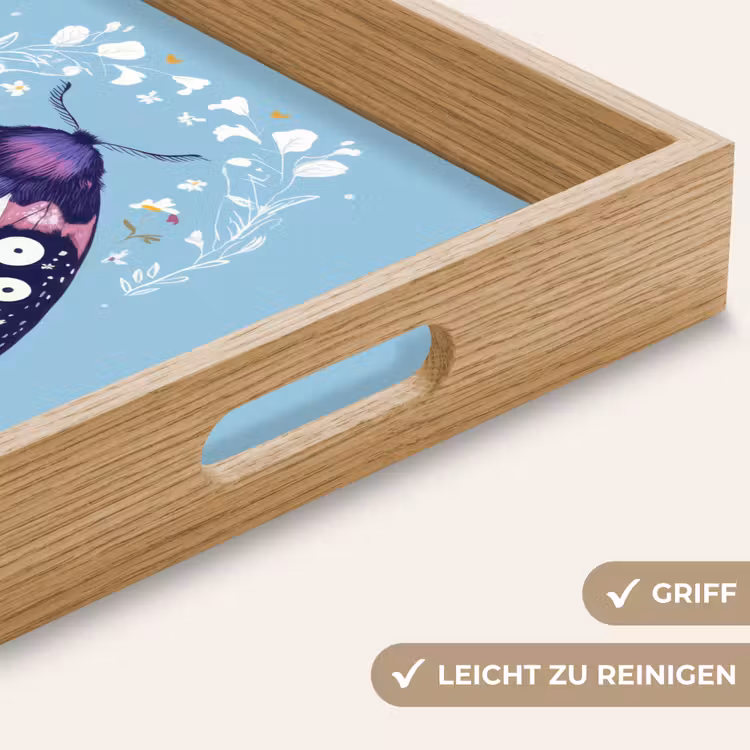 Bladeren - Wit - Vlinder - Insect Dienblad Rechthoek middel -USP_HandgreepDE