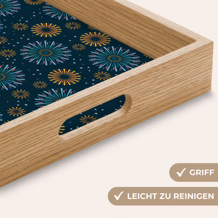 Blauw - Patroon - Retro Dienblad Rechthoek middel 911 -USP_HandgreepDE