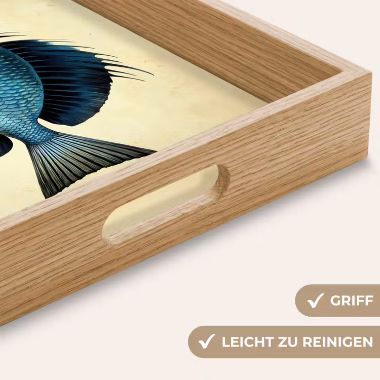 Blauw - Kieuwen - Vis - Illustratie Dienblad Rechthoek middel -USP_HandgreepDE