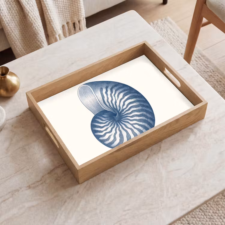 Blauw - Schelp - Spiraal Dienblad Rechthoek middel -sfeer1