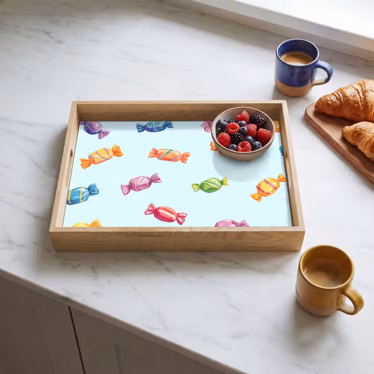 Blauw - Patroon - Snoep Dienblad Rechthoek middel -sfeer2