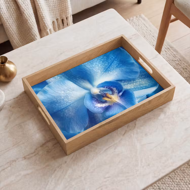 Blauw - Orchidee - Elegeant Dienblad Rechthoek middel -sfeer1