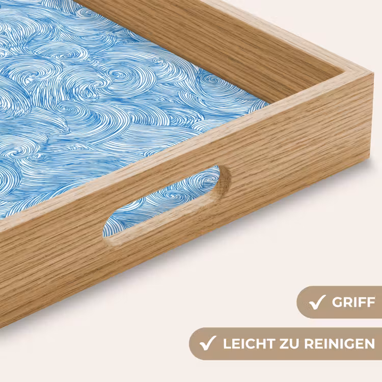 Blauw - Wit - Spiraal - Golven - Lijnen Dienblad Rechthoek middel 911 -USP_HandgreepDE