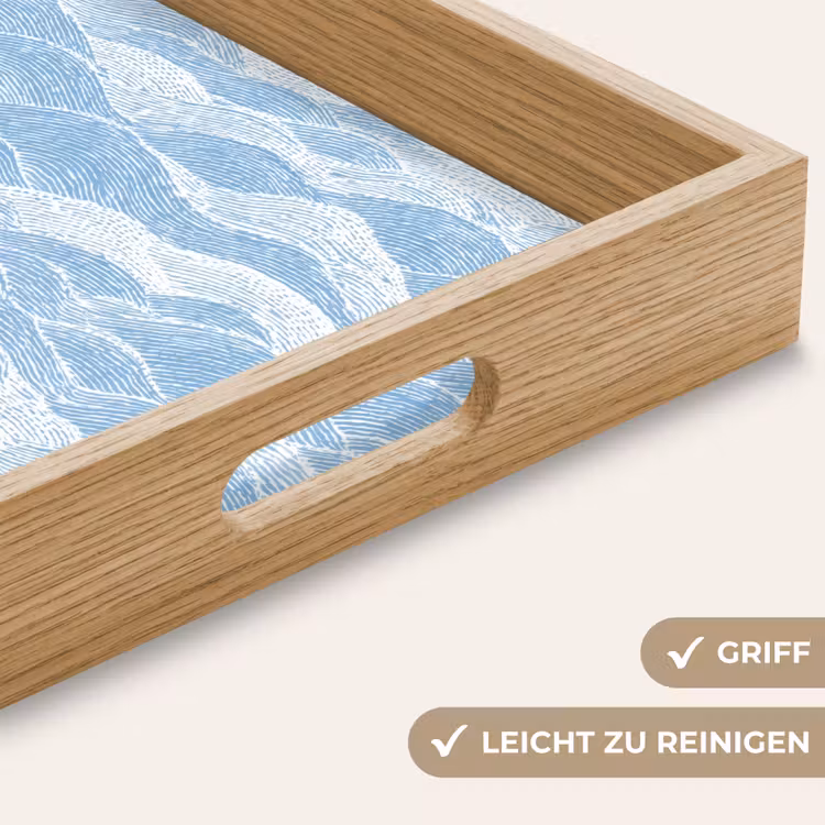 Blauw - Wit - Golven - Getekend Dienblad Rechthoek middel 911 -USP_HandgreepDE