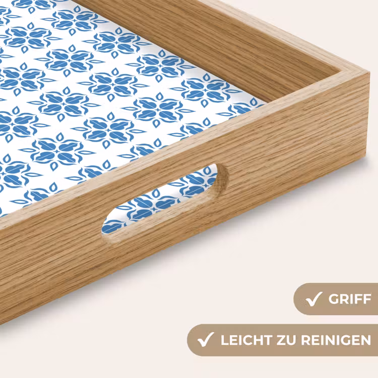Blauw - Wit - Tegel - Patroon Dienblad Rechthoek middel 911 -USP_HandgreepDE