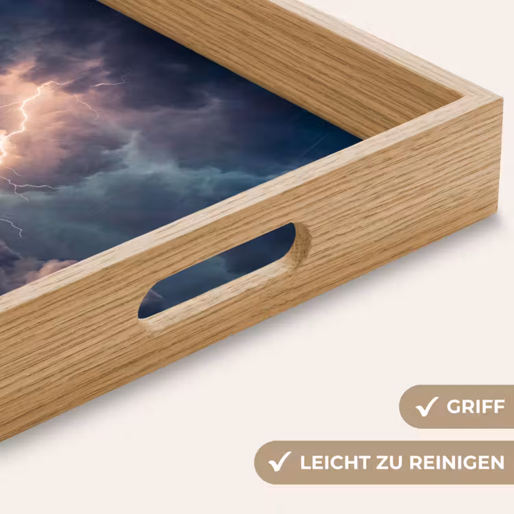 Bliksem - Storm - Natuur - Donker Dienblad Rechthoek middel -USP_HandgreepDE
