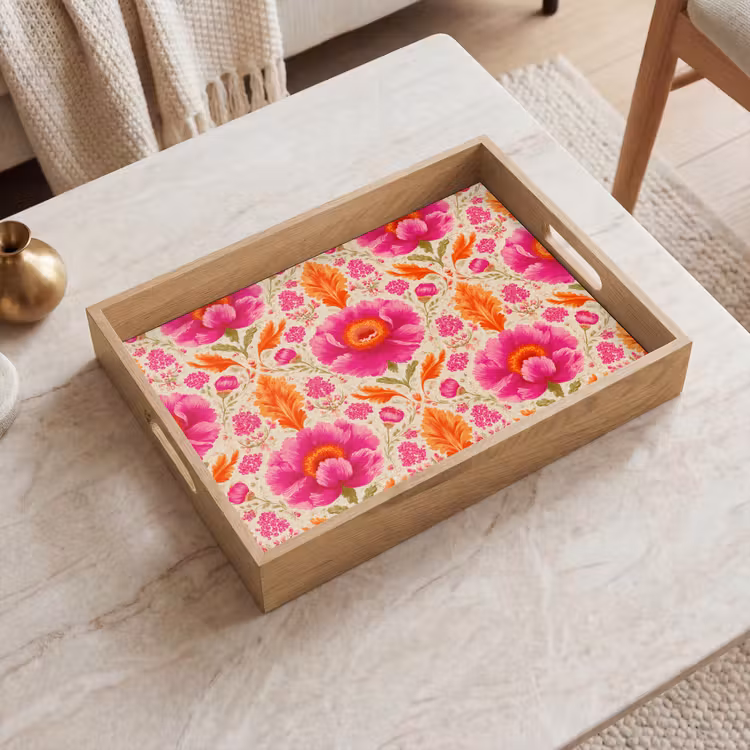 Bloemen - Barok - Roze - Oranje Dienblad Rechthoek middel 911 -sfeer1
