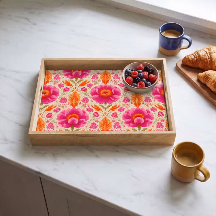 Bloemen - Barok - Roze - Oranje Dienblad Rechthoek middel 911 -sfeer2
