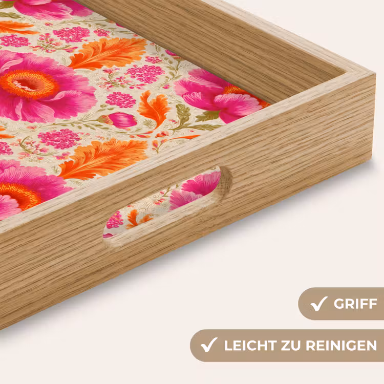 Bloemen - Barok - Roze - Oranje Dienblad Rechthoek middel 911 -USP_HandgreepDE