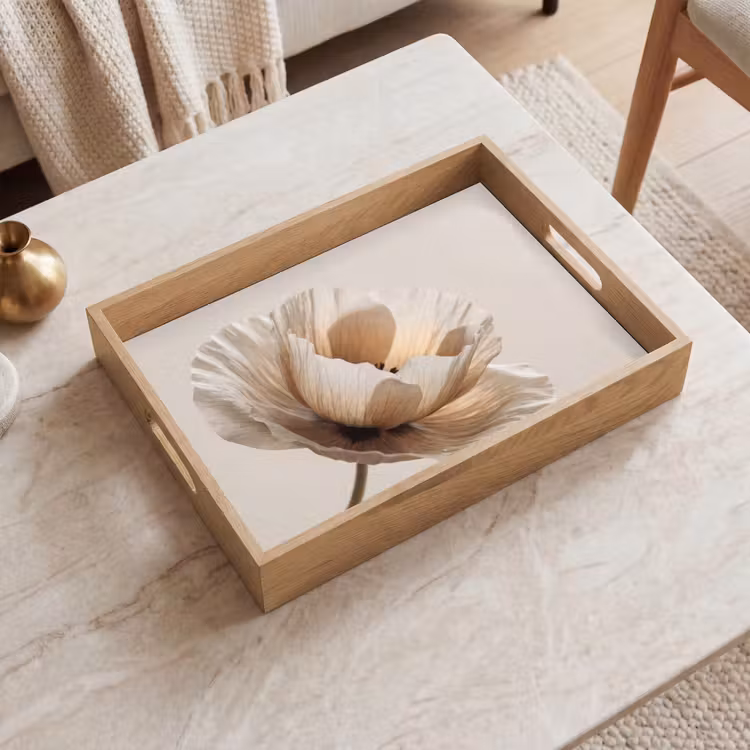 Bloem - Beige - Crème Dienblad Rechthoek middel -sfeer1