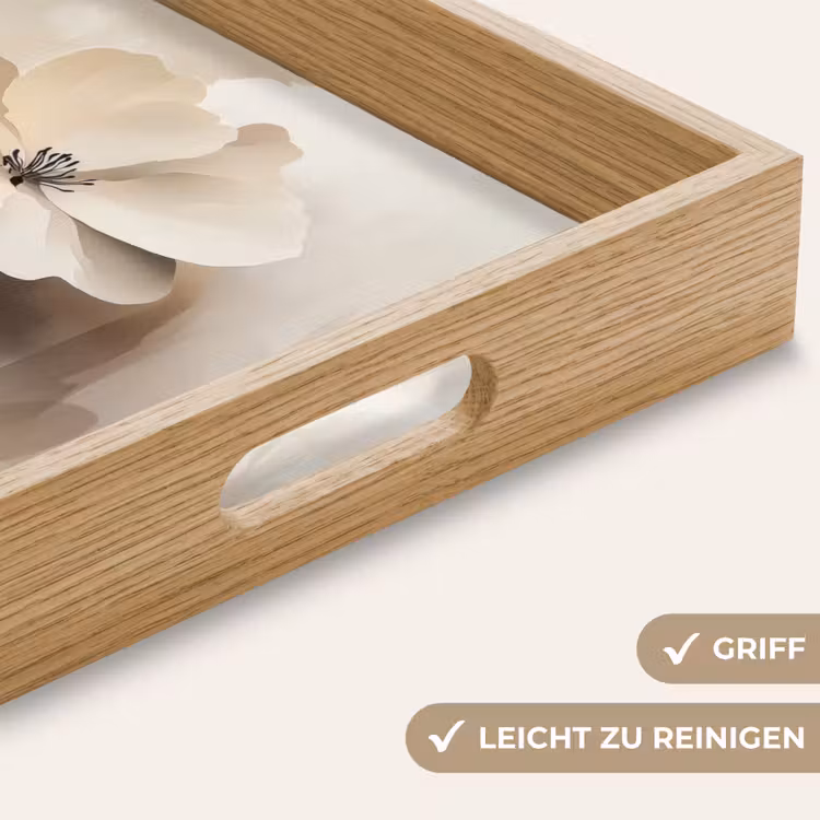 Bloem - Beige - Verf - Schaduw Dienblad Rechthoek middel -USP_HandgreepDE