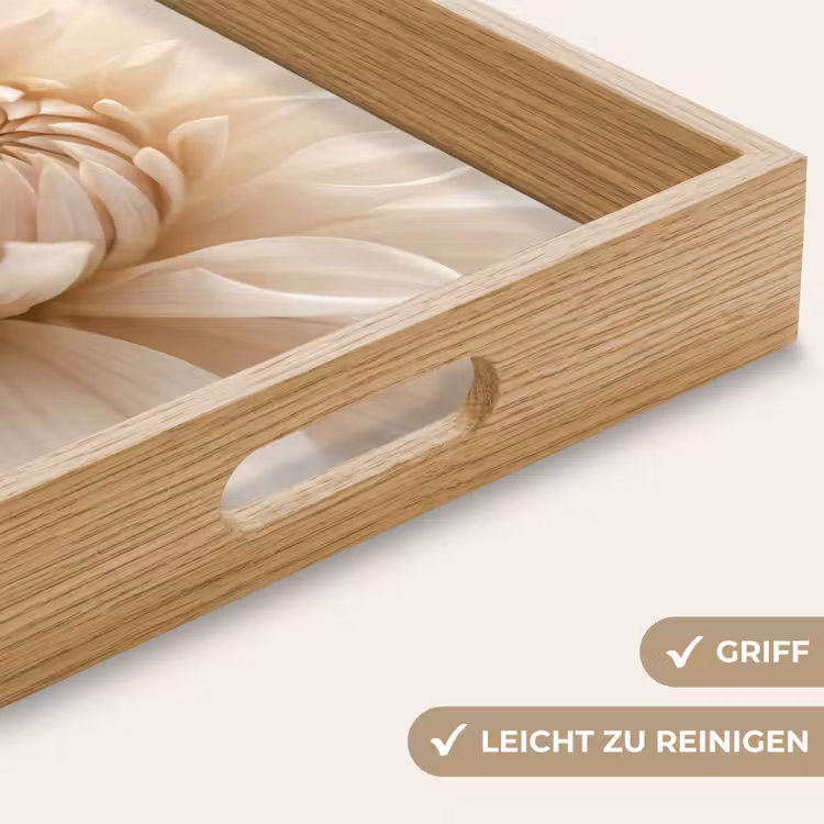 Bloem - Dahlia - Wit Dienblad Rechthoek middel -USP_HandgreepDE