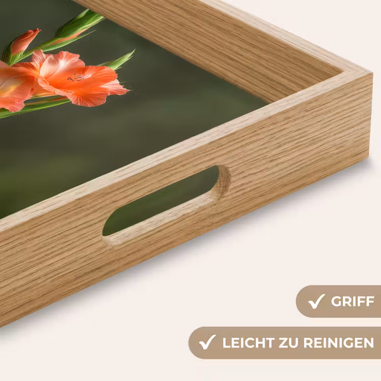 Bloem - Gladiolen - Zalmroze Dienblad Rechthoek middel -USP_HandgreepDE