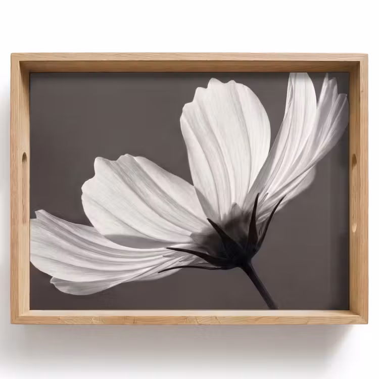 Bloem - Minimalistisch - Zwart - Wit Dienblad Rechthoek middel -z3d_shopping