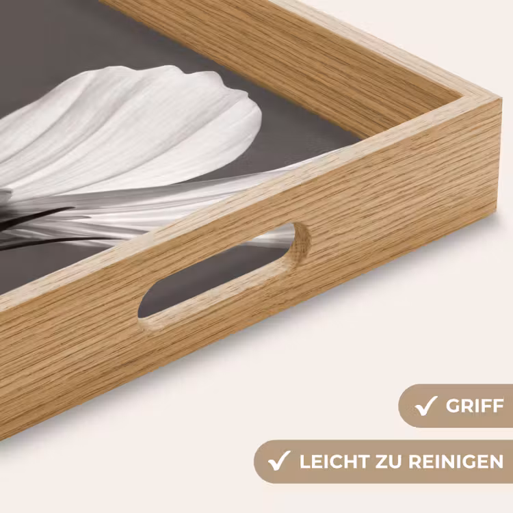 Bloem - Minimalistisch - Zwart - Wit Dienblad Rechthoek middel -USP_HandgreepDE
