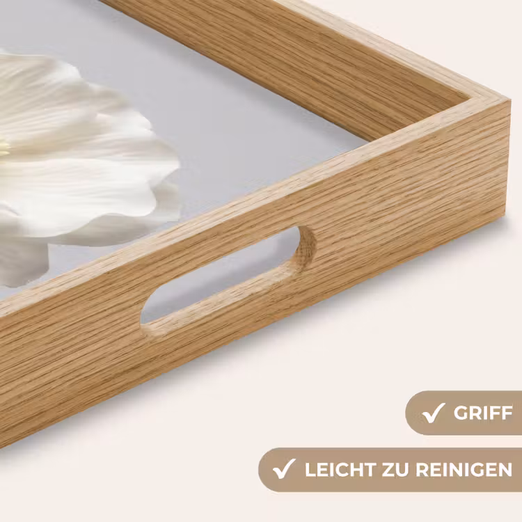 Bloem - Minimalistisch -Wit Dienblad Rechthoek middel -USP_HandgreepDE