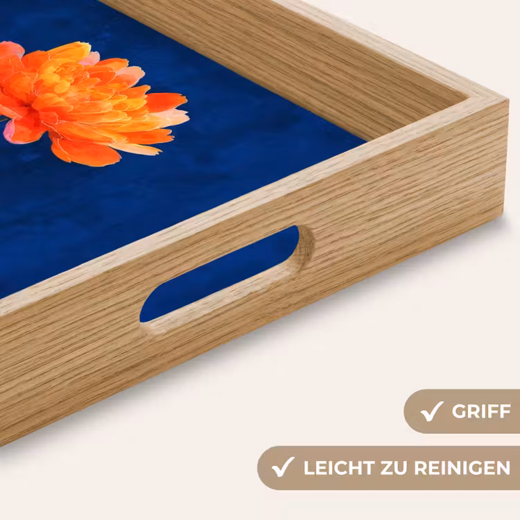 Bloem - Oranje - Bladeren Dienblad Rechthoek middel -USP_HandgreepDE