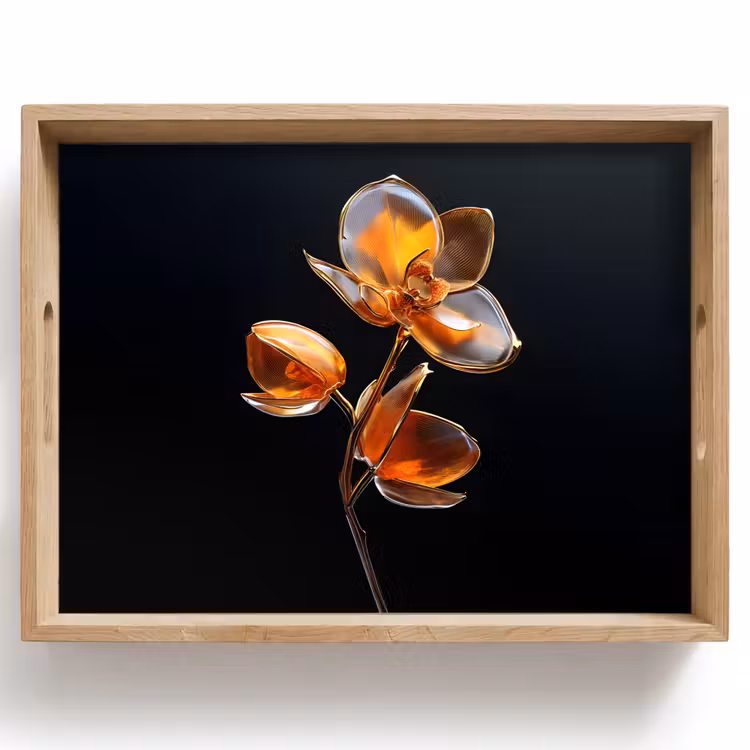 Bloem - Orchidee - Oranje Dienblad Rechthoek middel -z3d_shopping