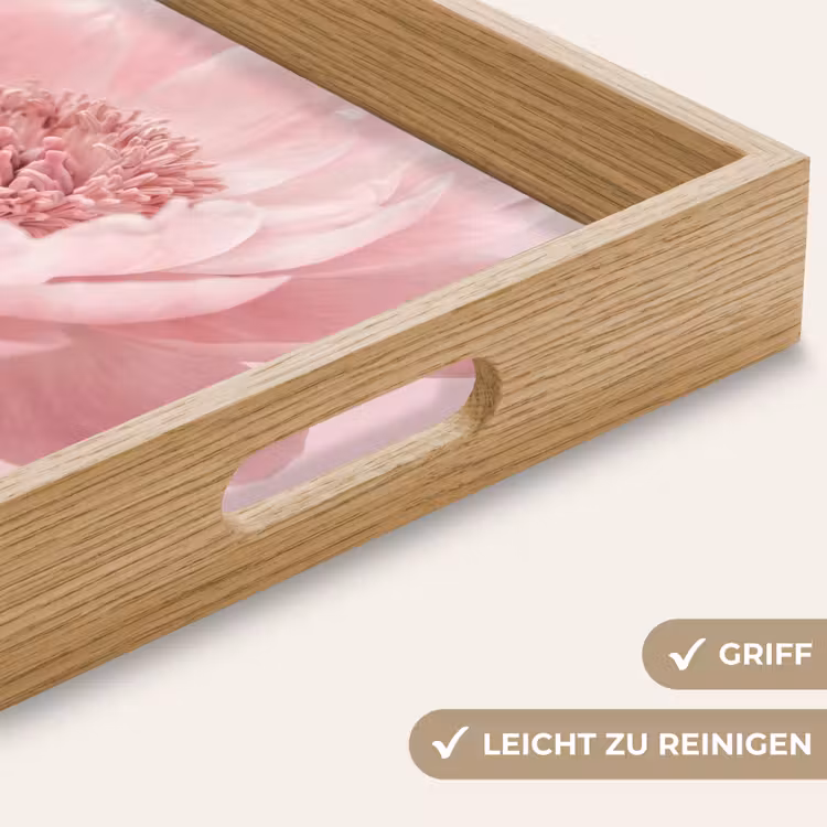 Bloem - Pioenroos - Roze Dienblad Rechthoek middel -USP_HandgreepDE