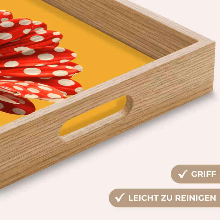 Bloem - Rood - Stippen Dienblad Rechthoek middel -USP_HandgreepDE