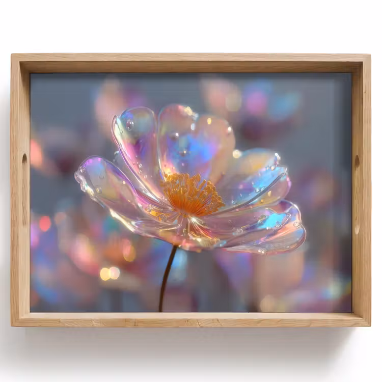 Bloem - Transparant - Pastelkleuren - Druppels Dienblad Rechthoek middel -z3d_shopping