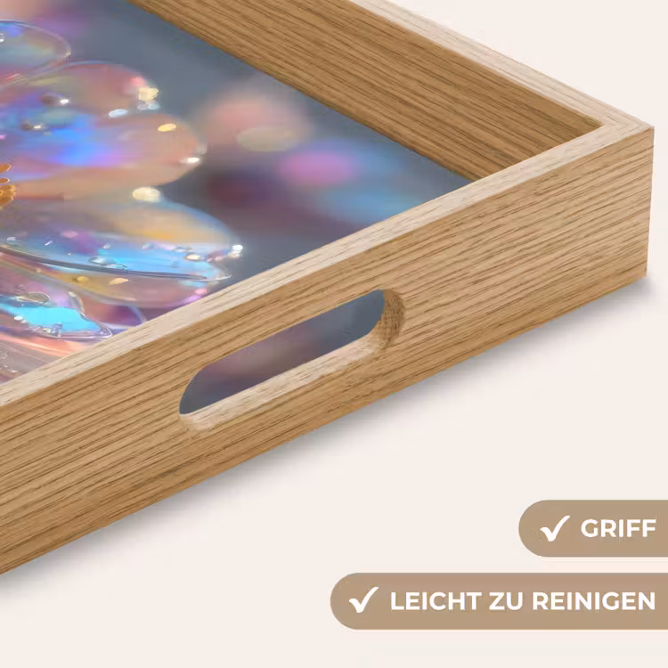 Bloem - Transparant - Pastelkleuren - Druppels Dienblad Rechthoek middel -USP_HandgreepDE