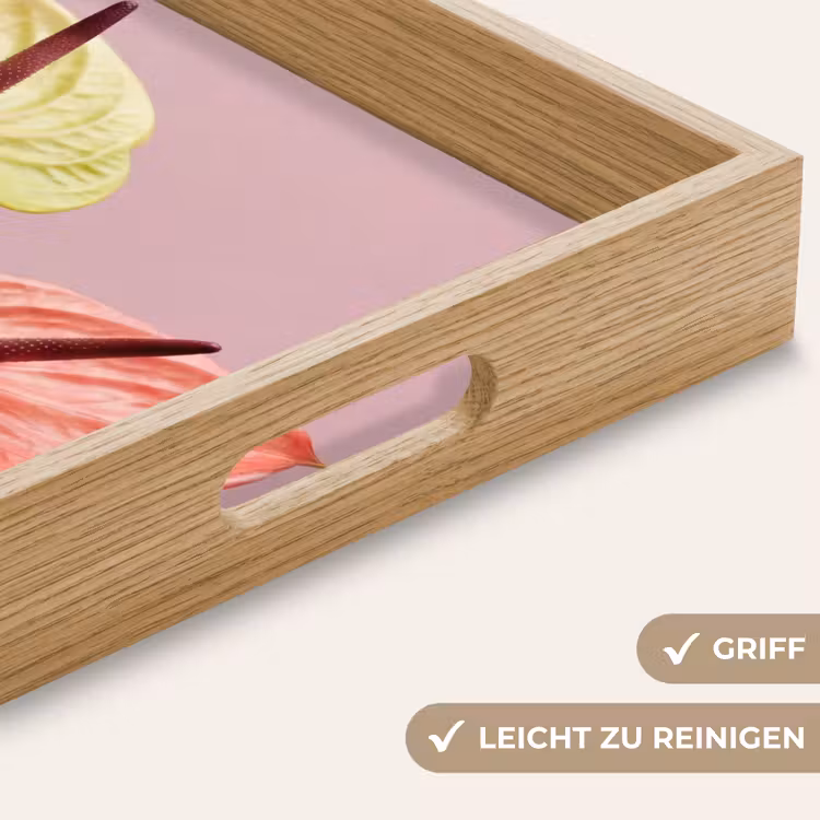 Bloemen - Anthuriums - Geel - Roze Dienblad Rechthoek middel -USP_HandgreepDE