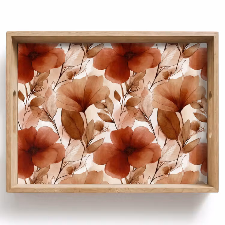Bloemen - Aquarel - Botanisch - Terracotta Dienblad Rechthoek middel 911 -z3d_shopping