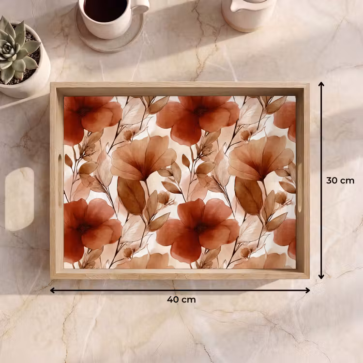 Bloemen - Aquarel - Botanisch - Terracotta Dienblad Rechthoek middel 911 -USP_Formaat