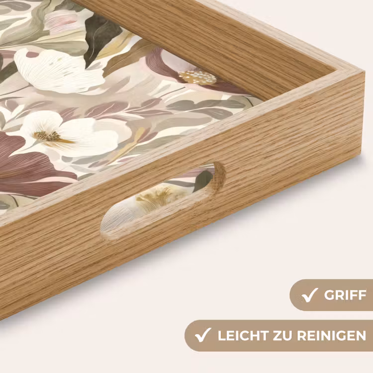 Bloemen - Aquarel - Kleurrijk Dienblad Rechthoek middel 911 -USP_HandgreepDE