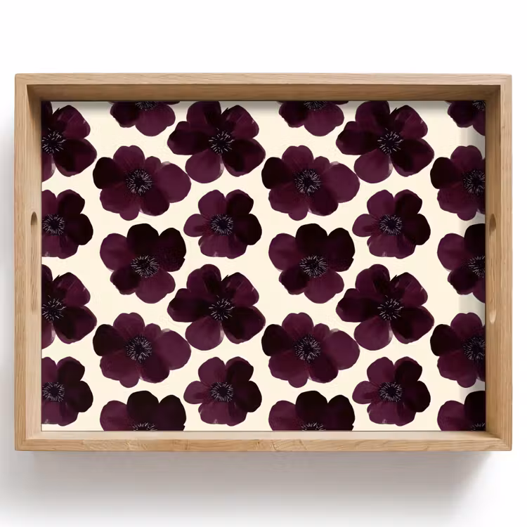 Bloemen - Aquarel - Paars Dienblad Rechthoek middel 911 -z3d_shopping