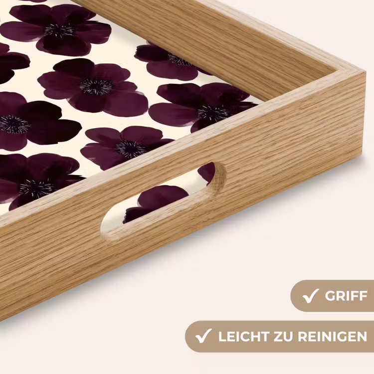 Bloemen - Aquarel - Paars Dienblad Rechthoek middel 911 -USP_HandgreepDE