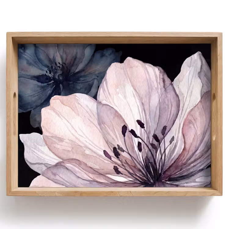 Bloemen - Aquarel - Modern - Roze - Donker Dienblad Rechthoek middel -z3d_shopping