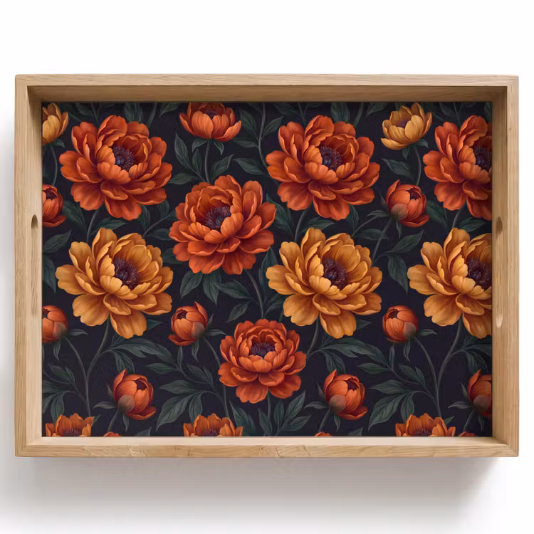 Bloemen - Bladeren - Natuur - Modern - Oranje Dienblad Rechthoek middel -z3d_shopping