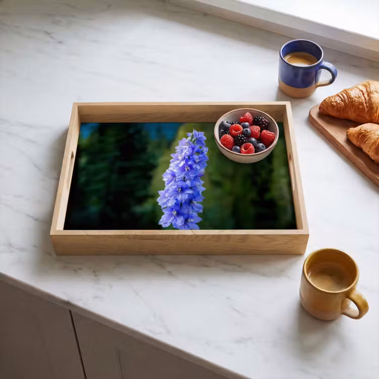 Bloemen - Blauw - Dennenboom Dienblad Rechthoek middel -sfeer2