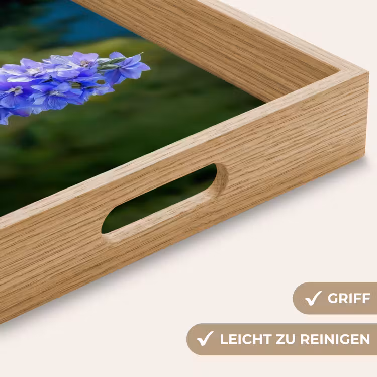 Bloemen - Blauw - Dennenboom Dienblad Rechthoek middel -USP_HandgreepDE