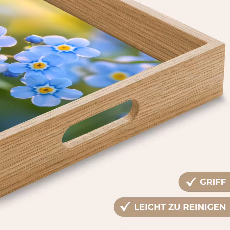 Bloemetjes - Blauw - Vergeet mij nietjes Dienblad Rechthoek middel -USP_HandgreepDE