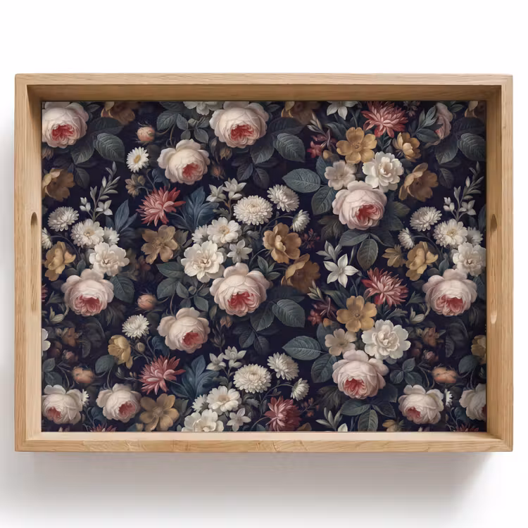 Bloemen - Boeket - Botanisch - Vintage - Donkere achtergrond Dienblad Rechthoek middel -z3d_shopping
