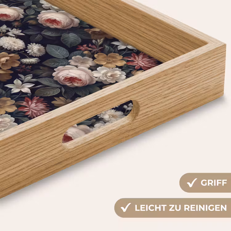 Bloemen - Boeket - Botanisch - Vintage - Donkere achtergrond Dienblad Rechthoek middel -USP_HandgreepDE