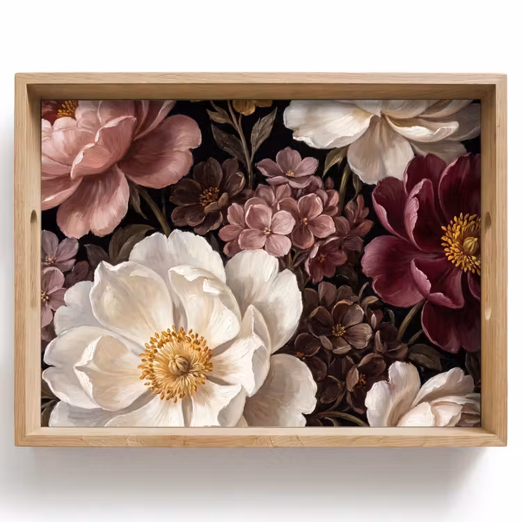Bloemen - Boeket - Klassiek - Donker - Rood Dienblad Rechthoek middel -z3d_shopping