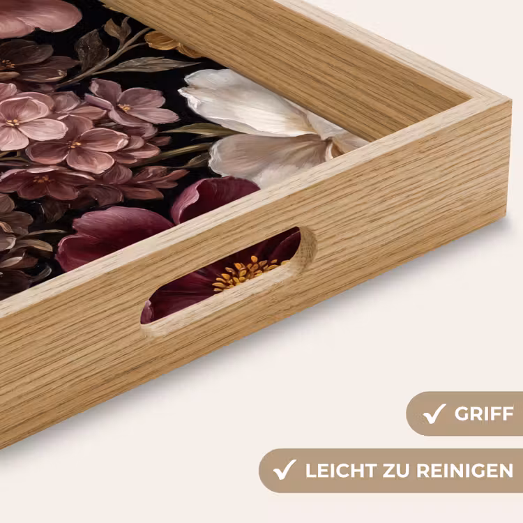 Bloemen - Boeket - Klassiek - Donker - Rood Dienblad Rechthoek middel -USP_HandgreepDE