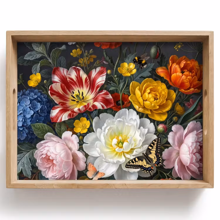 Bloemen - Boeket - Klassiek - Kleurrijk - Natuur Dienblad Rechthoek middel -z3d_shopping